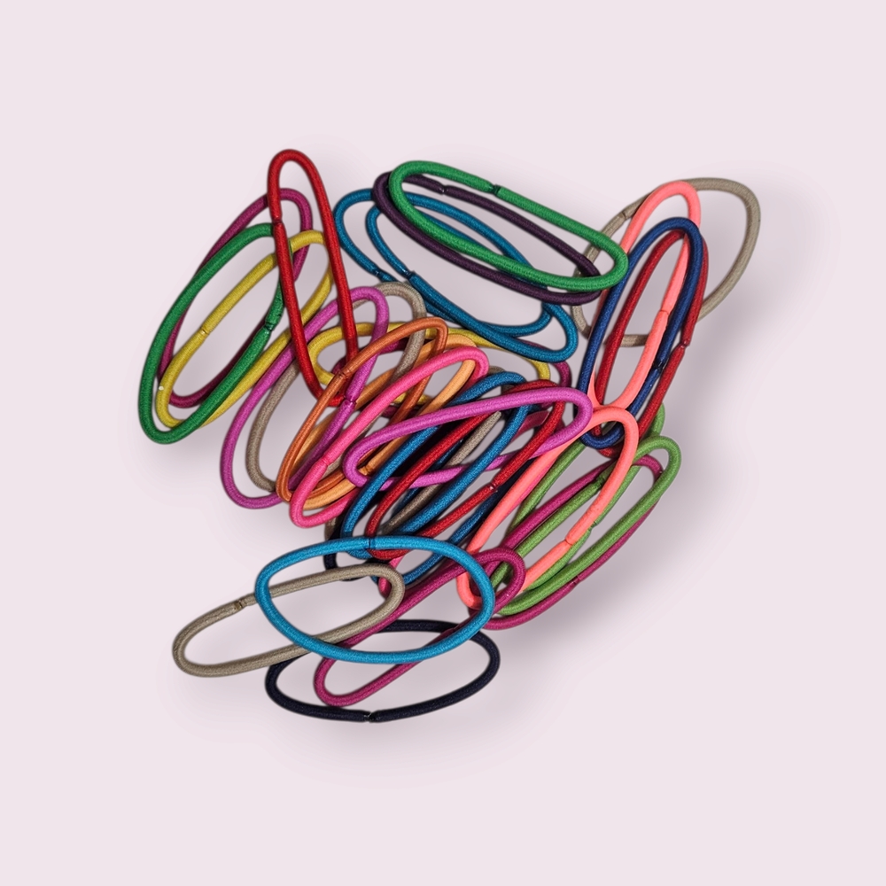 Set of 34 Seamless Colorful Hair Ties No-Damage Elastic Bands